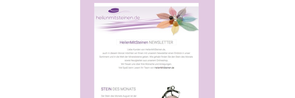 Neuer Newsletter - Neuer Newsletter für HeilenMitSteinen.de