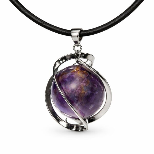 Set Anhänger DNA-Spirale Amethyst mit Lederband