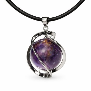 Set Anhänger DNA-Spirale Amethyst mit Lederband