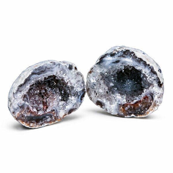 Rohstein Achat-Geoden-Paar