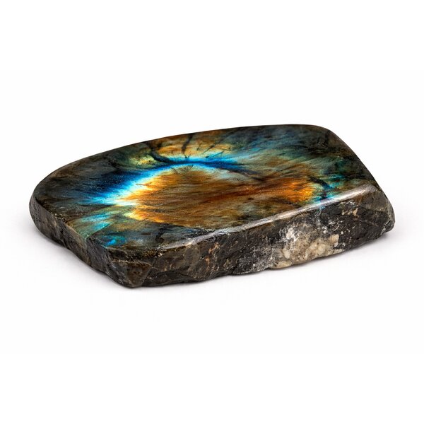 Labradorit Rohstein mit Anschliff S (40x60x10 mm)