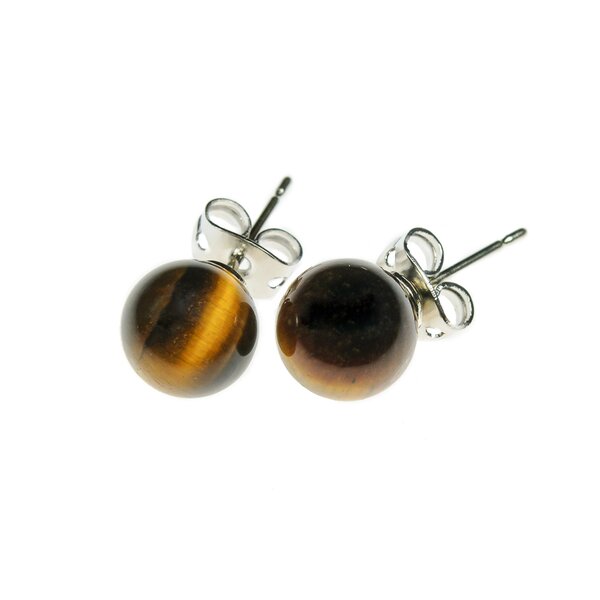 Tigerauge Ohrstecker 925er Silber 6mm