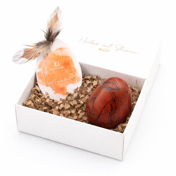 Edelstein-Ei Jaspis rot geb�ndert