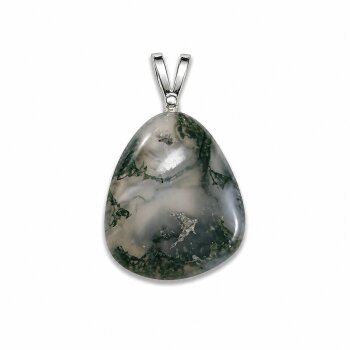 Anhänger Moosachat mit 925er Silberöse