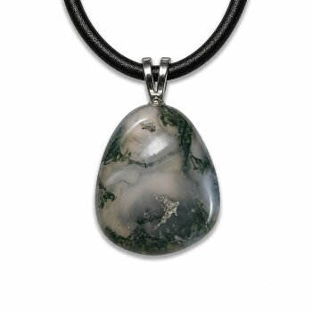 Anhänger Moosachat mit 925er Silberöse