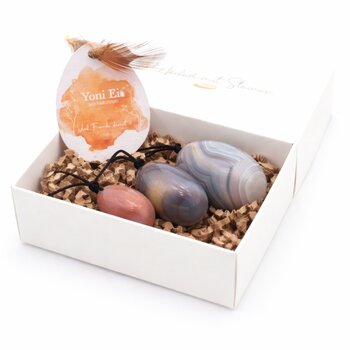 3er Set Yoni- Eier mit R�ckholb�ndchen Achat