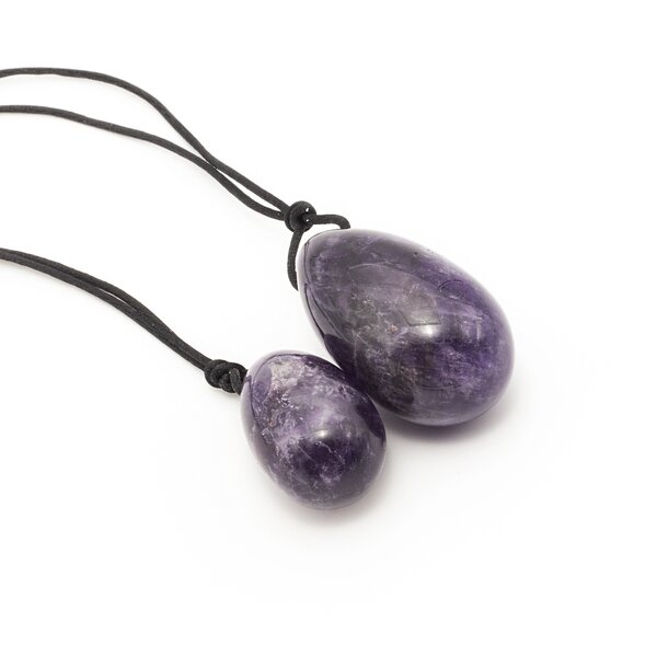 3er Set Yoni- Eier mit R�ckholb�ndchen Amethyst