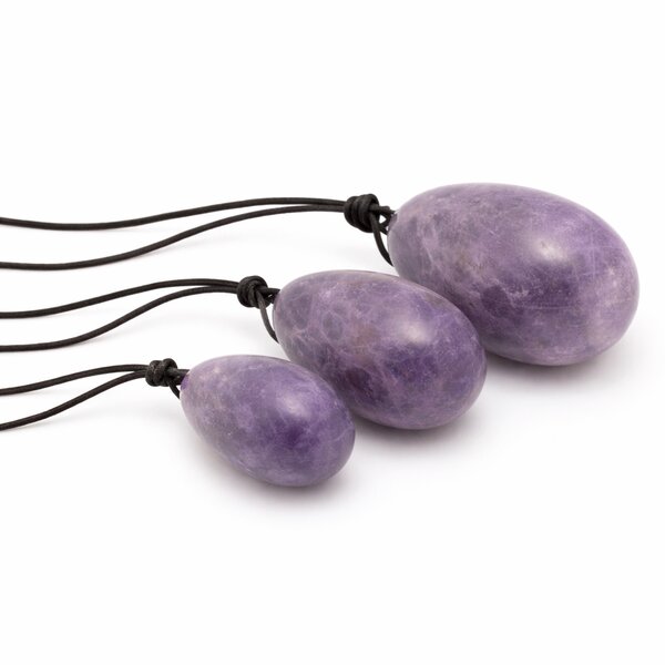 3er Set Yoni- Eier mit R�ckholb�ndchen Amethyst