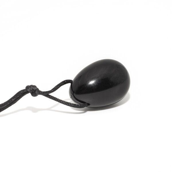 3er Set Yoni- Eier mit Rückholbändchen Obsidian