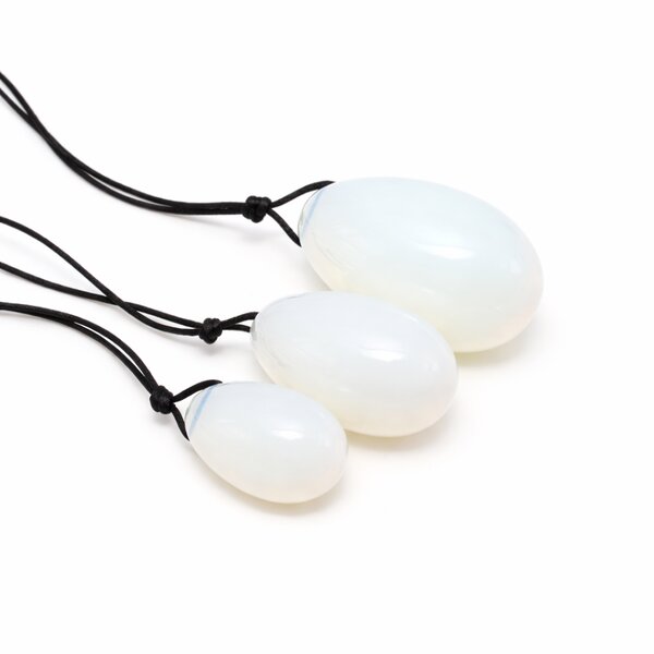 3er Set Yoni- Eier mit R�ckholb�ndchen Opalglas