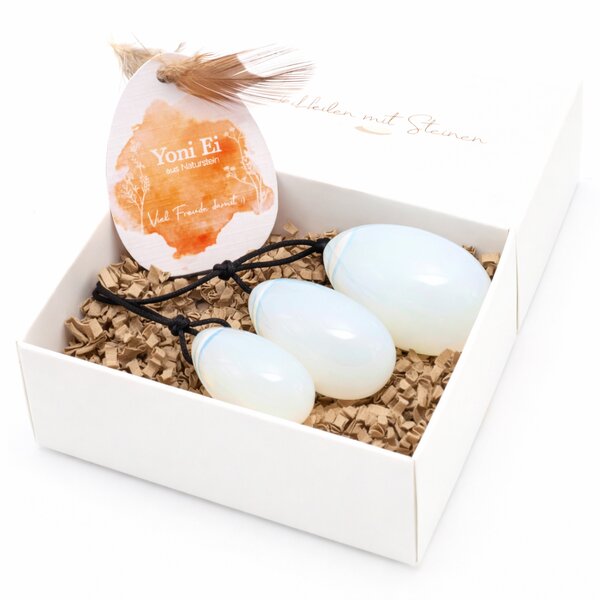 3er Set Yoni- Eier mit R�ckholb�ndchen Opalglas