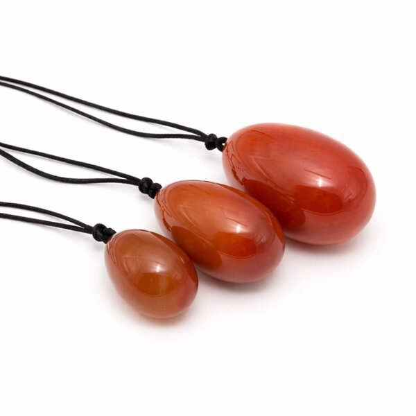 3er Set Yoni- Eier mit R�ckholb�ndchen Karneol