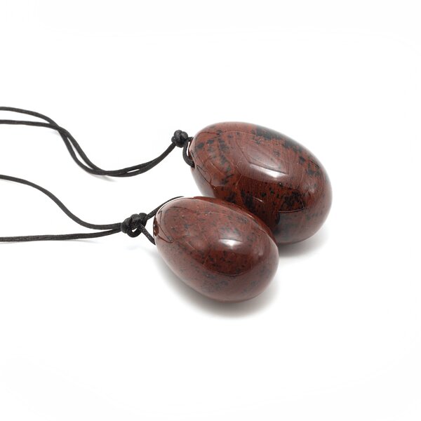 2er Set Yoni- Eier mit R�ckholb�ndchen Mahagoniobsidian