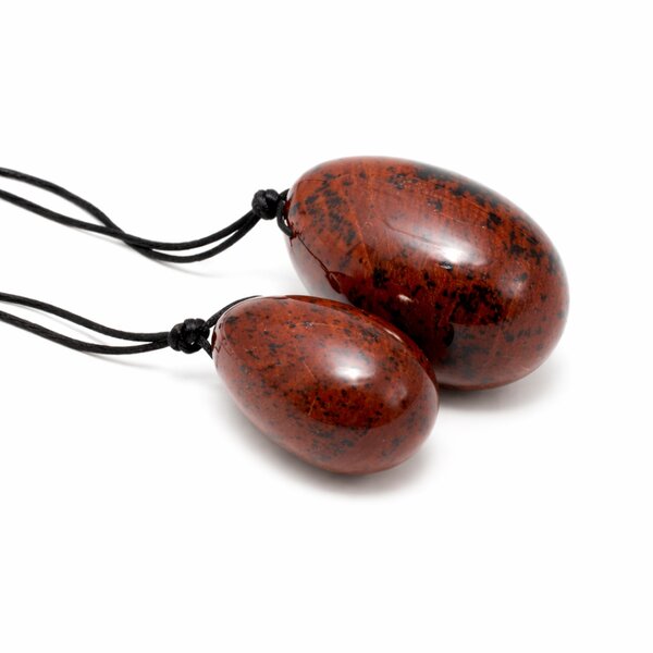 2er Set Yoni- Eier mit R�ckholb�ndchen Mahagoniobsidian
