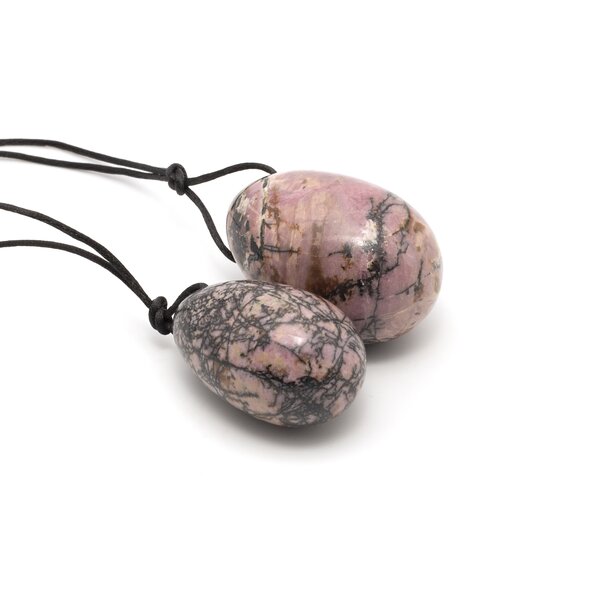 2er Set Yoni- Eier mit R�ckholb�ndchen Rhodonit