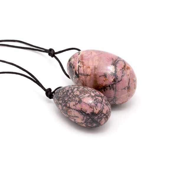 2er Set Yoni- Eier mit R�ckholb�ndchen Rhodonit