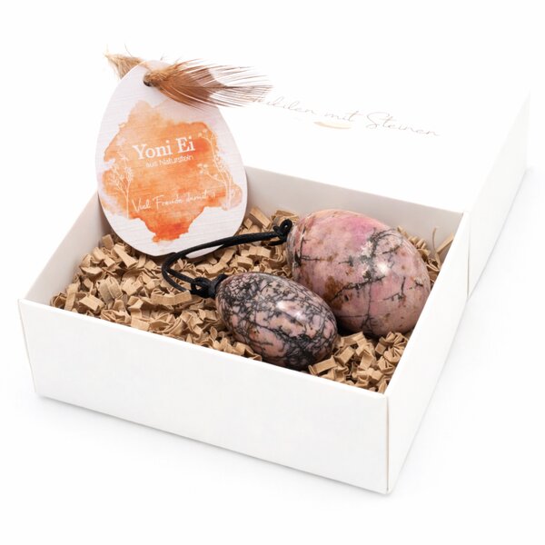 2er Set Yoni- Eier mit R�ckholb�ndchen Rhodonit