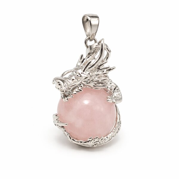 Anh�nger Drache mit Rosenquarz Kugel