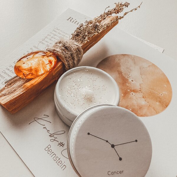 Ritual-Set Krebs: Bernstein, Palo Santo, Cosmos Card, Kerze und Ritualk�rtchen
