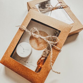 Ritual-Set Krebs: Bernstein, Palo Santo, Cosmos Card, Kerze und Ritualkärtchen