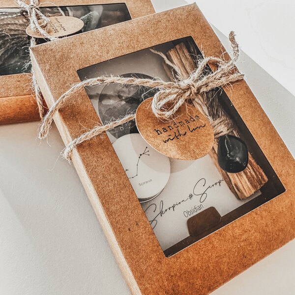 Ritual-Set Skorpion: Obsidian, Palo Santo, Cosmos Card, Kerze und Ritualk�rtchen