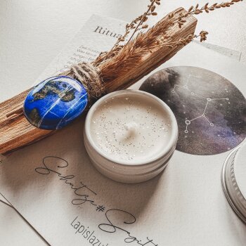 Ritual-Set Schütze: Lapislazuli, Palo Santo, Cosmos Card, Kerze und Ritualkärtchen