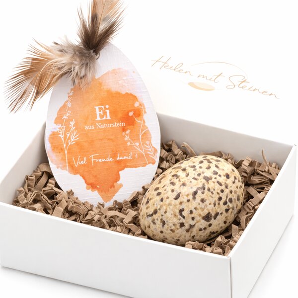 Edelstein-Ei Schriftgranit 40x30mm