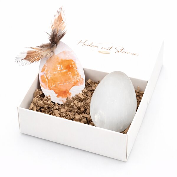 Edelstein-Ei Selenit (Alabaster)