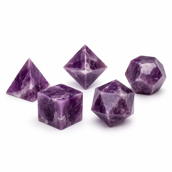 Set Platonische K�rper Amethyst mit Buch