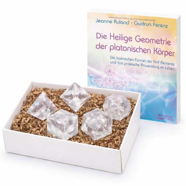 Set Platonische K�rper Bergkristall mit Buch