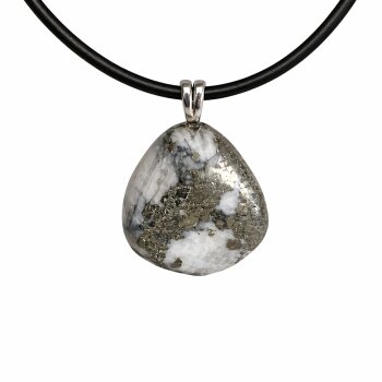 Anhänger Magnesit & Pyrit mit 925er Silberöse