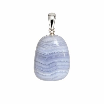 Anhänger Chalcedon blau mit 925er Silberöse