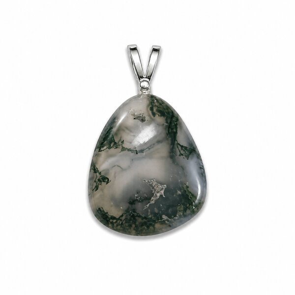 Anhänger Moosachat mit 925er Silberöse