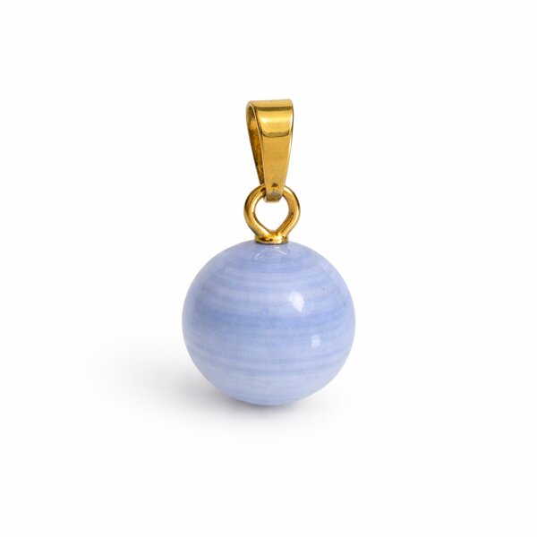 Anhänger Kugel Chalcedon blau vergoldet