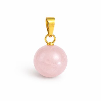 Anhänger Kugel Rosenquarz vergoldet