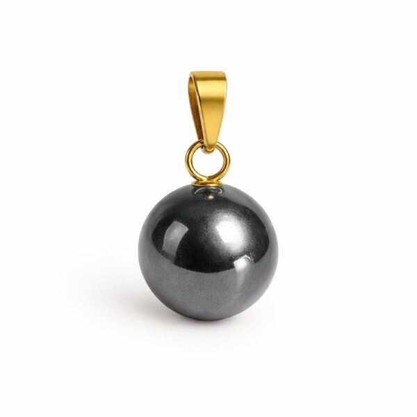 Anhänger Kugel Hämatit vergoldet
