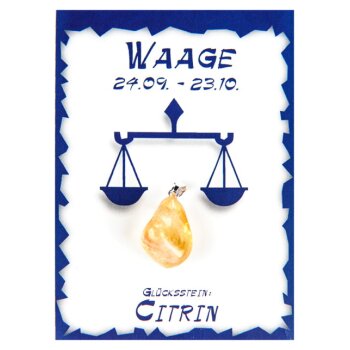 Sternzeichenkarte Waage (Set inkl. Lederband)