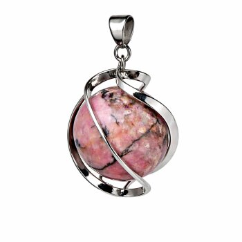 Anhänger DNA-Spirale Rhodonit